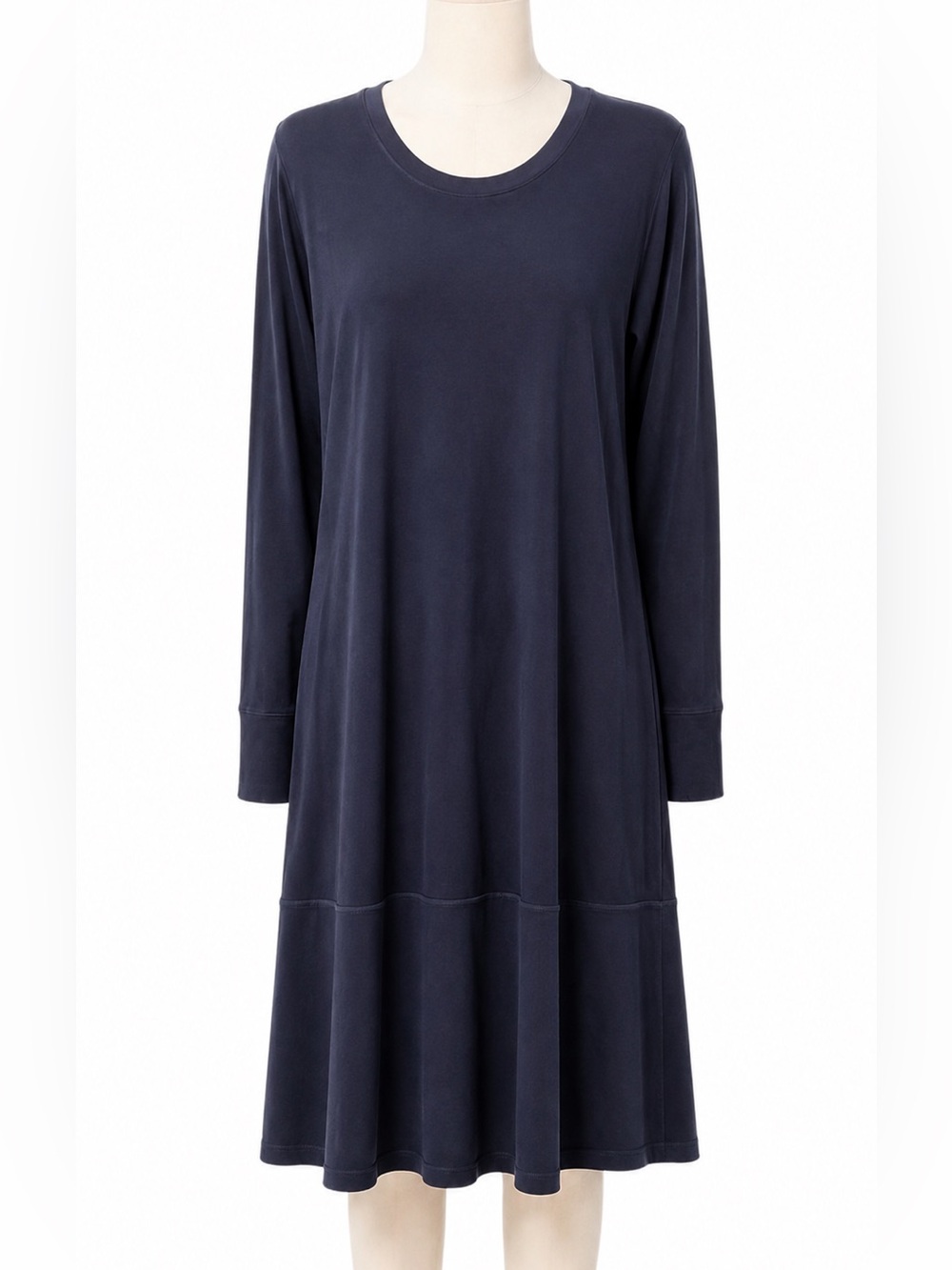 COS Women’s Dark Navy Long Sleeve Round Neckline Midi Dress.Size-Large